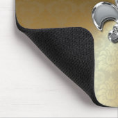 Silver Fleur-De-Lis auf Gold Damask Mousepad (Ecke)