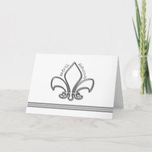 Silver Fleur de Lis Merci Thank You in French Dankeskarte