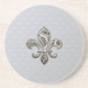 Silver Fleur de Lys Pattern Sandstone Untersetzer