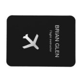 Silver Flight Flugzeug Silhouette grau Magnet (Horizontal)