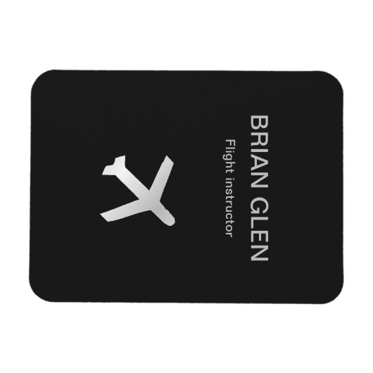 Silver Flight Flugzeug Silhouette grau Magnet (Horizontal)