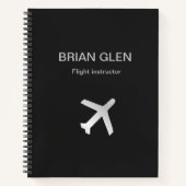 Silver Flight Flugzeug Silhouette grau Notizblock (Vorderseite)