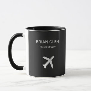 Silver Flight Flugzeug Silhouette grau Tasse