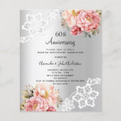 Silver floral 60. Hochzeitstag Einladung (Vorderseite)