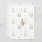 Silver Floral Baby Bunny Baby Dusche Einladung (Rückseite)