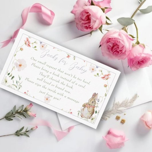 Silver Floral Baby Bunny Baby Showbuchanfrage Begleitkarte