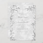Silver Floral Berries Elegante Hochzeiten Einladun Einladung (Vorne/Hinten)