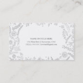 Silver Floral Blätter Rustikale Hochzeit botanisch Visitenkarte (Rückseite)