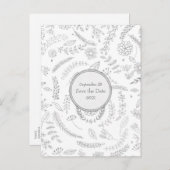 Silver Floral Blätter Rustikale Hochzeit Sichern S Ankündigungspostkarte (Vorne/Hinten)