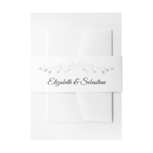Silver Floral Blüh Border on White Wedding Einladungsbanderole