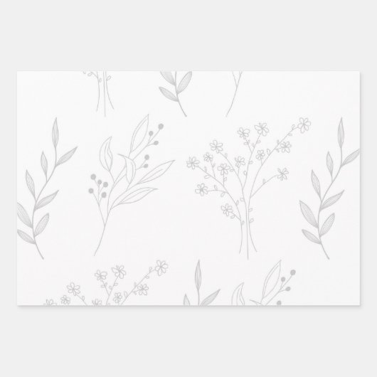 Silver Floral Boho Wedding Geschenkpapier Set (Vorderseite 3)