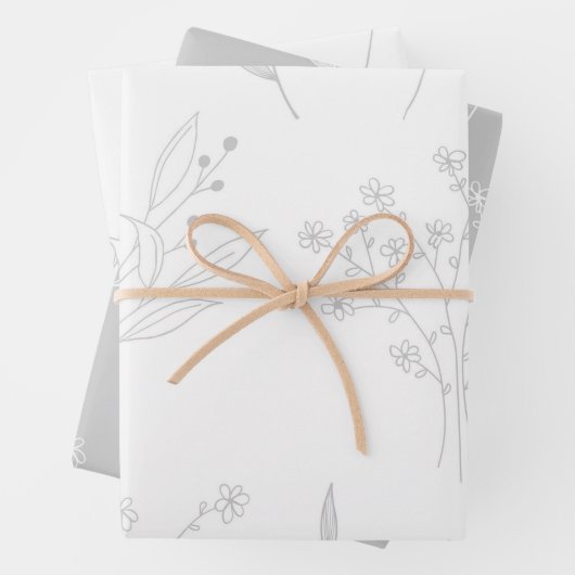 Silver Floral Boho Wedding Geschenkpapier Set (Beispiel)