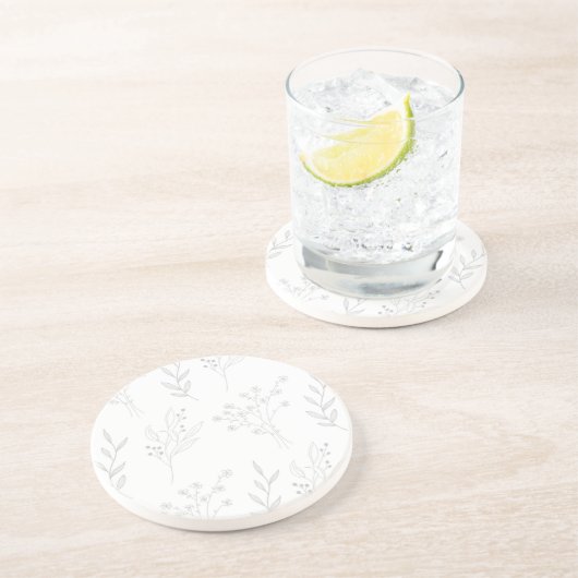 Silver Floral Boho Wedding Getränkeuntersetzer (Seite)