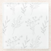 Silver Floral Boho Wedding Glasuntersetzer (Vorderseite)