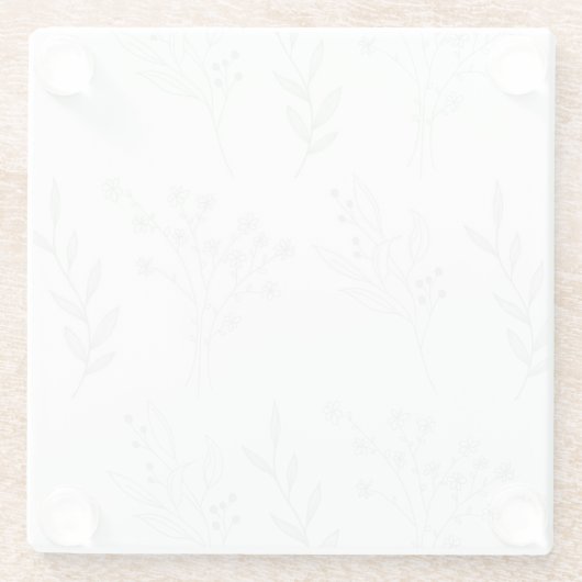 Silver Floral Boho Wedding Glasuntersetzer (Rückseite)