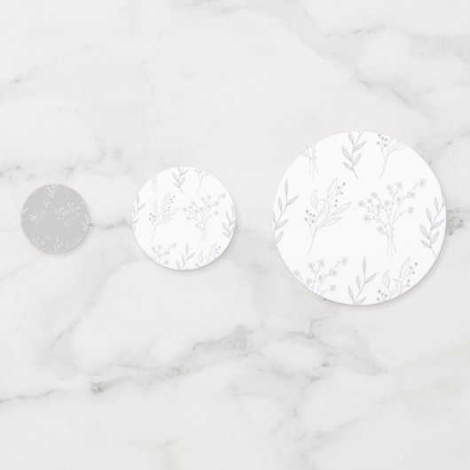 Silver Floral Boho Wedding Konfetti (Rückseiten)