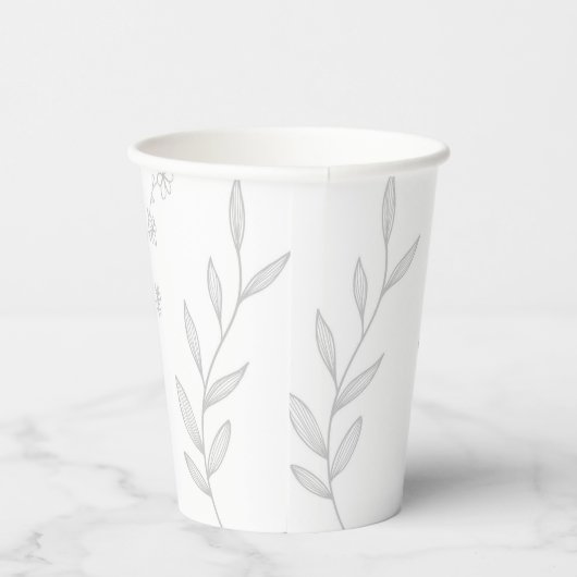 Silver Floral Boho Wedding Pappbecher (Rechts)