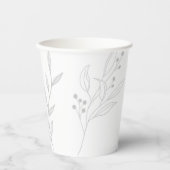 Silver Floral Boho Wedding Pappbecher (Vorderseite)