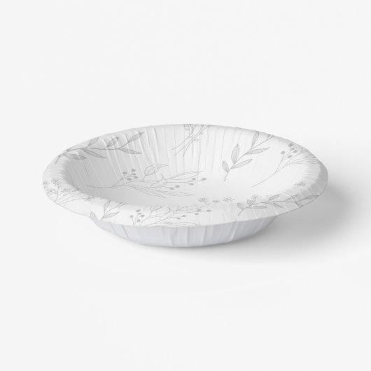 Silver Floral Boho Wedding Pappteller (Gewinkelt)