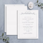 Silver Floral Border Monogram Wedding Folieneinladung<br><div class="desc">Die Einladung zum Hochzeitsfoil-Hochzeitsfoil in Silver Floral Border! Dieses moderne Hochzeitsladen besticht durch eine wunderschöne, handgezeichnete, blumenlinienförmige Monografie mit handgeschriebenen Schriftzeichen für eine einzigartige und elegante Touch. Ideal für alle Frühlings- und Sommerschulen, wird diese Einladung Ihre Gäste begeistern. Das elegante und schlichte Design ist ideal für Paare, die ein elegantes...</div>