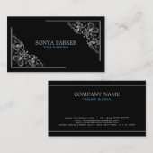 Silver Floral Border Visitenkarte (Vorne/Hinten)