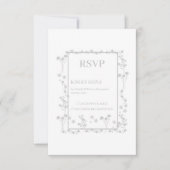 Silver Floral Border Wedding RSVP Karte (Vorderseite)