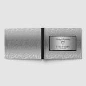 Silver Floral Damask Anniversary Gästebuch (Voll)