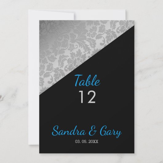 Silver Floral Damask Einladung (Vorderseite)