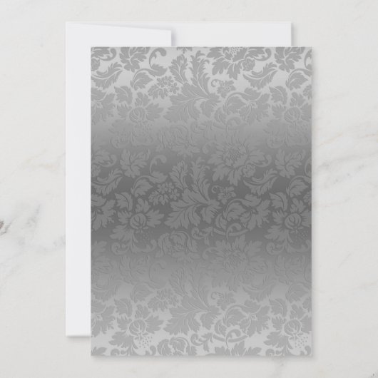 Silver Floral Damask Einladung (Rückseite)