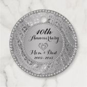 Silver Floral Damask Geschenkanhänger (Rückseite)