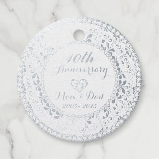 Silver Floral Damask Geschenkanhänger (Vorderseite)