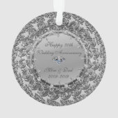 Silver Floral Diamond 50. Hochzeitstag Ornament (Rückseite)
