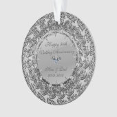 Silver Floral Diamond 50. Hochzeitstag Ornament (Vorderseite)