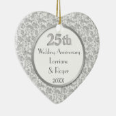 Silver Floral Elegance 25. Hochzeitstag Keramikornament (Rechts)