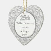 Silver Floral Elegance 25. Hochzeitstag Keramikornament (Links)