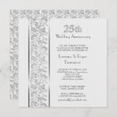 Silver Floral Elegance 25 Jahre Einladung (Vorne/Hinten)