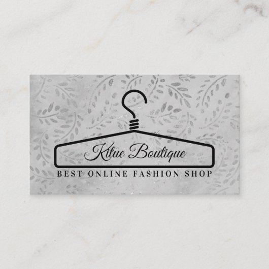 Silver Floral Fashion Dress Hanger Visitenkarte (Vorderseite)