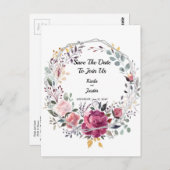 Silver Floral Frame Trending Wedding Postkarte (Vorne/Hinten)