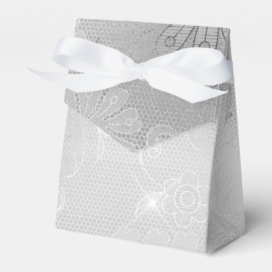 Silver Floral Lace Wedding Geschenkschachtel (Vorderseite)