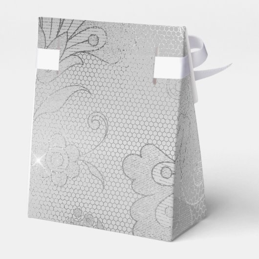 Silver Floral Lace Wedding Geschenkschachtel (Rückseite)