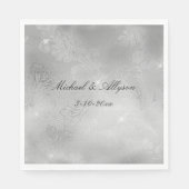 Silver Floral Lace Wedding Serviette (Vorderseite)