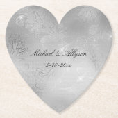 Silver Floral Lace Wedding Untersetzer (Vorderseite)