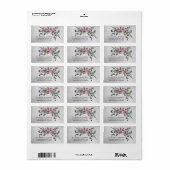 Silver Floral Lila Rose Hochzeitadresse Adressaufkleber (Vorne)