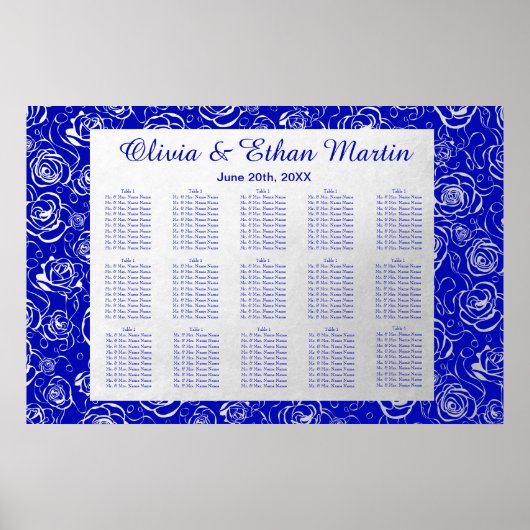 Silver Floral on Royal Blue Poster (Vorne)