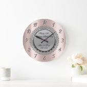 Silver Floral Rose Gold 25. Hochzeit Große Wanduhr (Zuhause)
