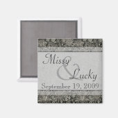 Silver Floral Save the Date Magnet (Vorderseite/Rückseite)