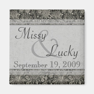 Silver Floral Save the Date Magnet