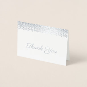 Silver Floral Snowflake Scallop Vielen Dank Folienkarte