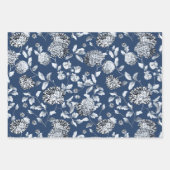 Silver Floral Vine on Navy Blue Wedding Geschenkpapier Set (Vorderseite 3)