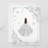 Silver Floral Watercolor Rose Quinceanera Einladung (Rückseite)